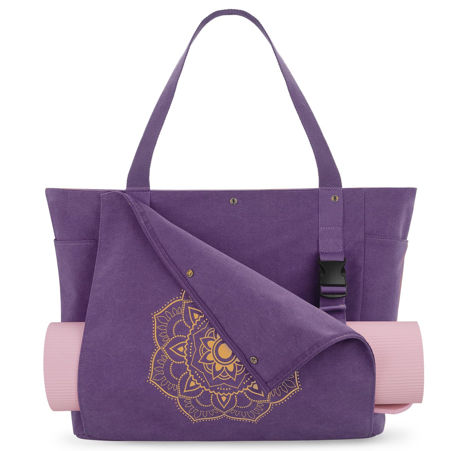 Gonex Yoga Mat Bag, Yoga Gym Bag Tote Bag with Multi Pockets For Women Men, Canvas Yoga Mat Carrier Take in Out Mat Easily For Pilates Travel Workout Office