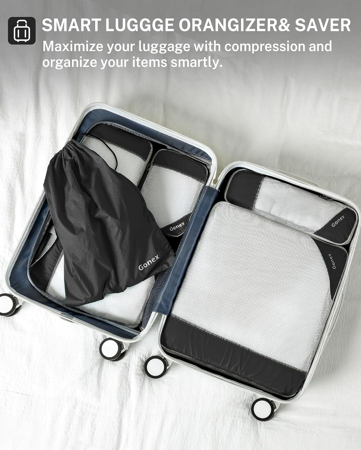 Gonex Compression Packing Cubes, Extensible Storage Mesh Bags Organizers