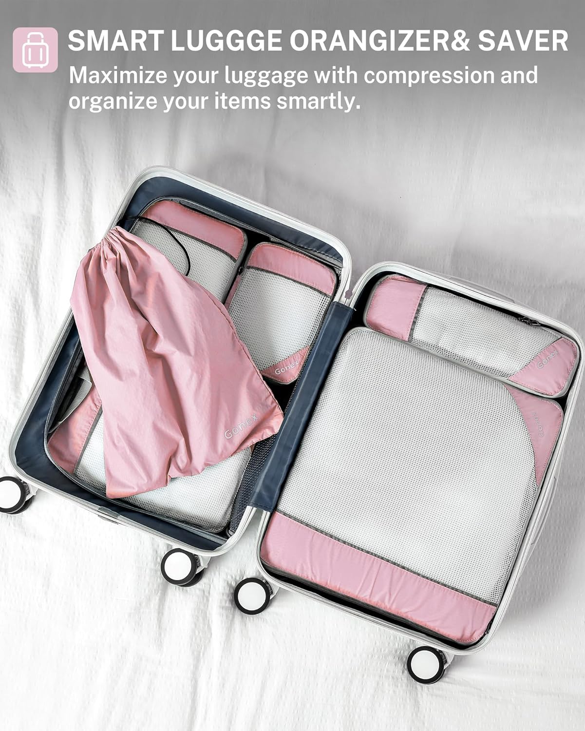 Gonex Compression Packing Cubes, Extensible Storage Mesh Bags Organizers