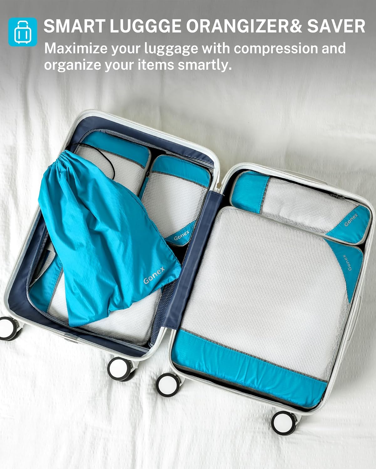 Gonex Compression Packing Cubes, Extensible Storage Mesh Bags Organizers