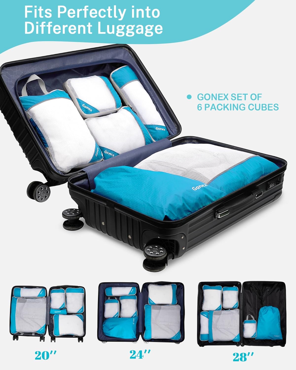 Gonex Compression Packing Cubes, Extensible Storage Mesh Bags Organizers