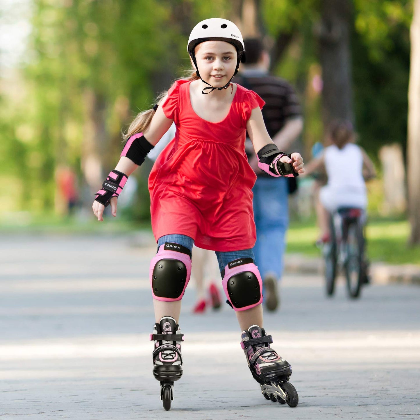 Gonex Inline Skates for Girls Boys Kids, Adjustable Skates Outdoor Blades Inline Roller Skates for Children Teens Women with Light Up Wheels for Indoor Outdoor Backyard Skating