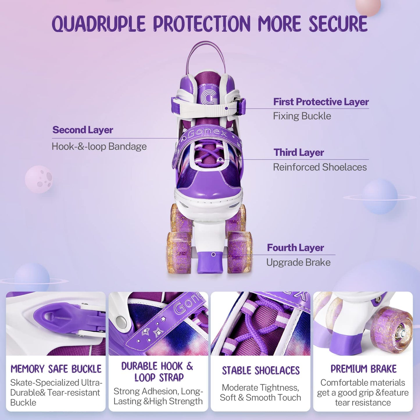 Gonex Roller Skates for Kids with Light up Wheels and Adjustable Sizes