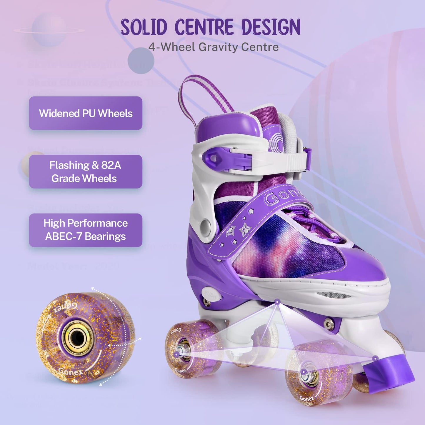 Gonex Roller Skates for Kids with Light up Wheels and Adjustable Sizes