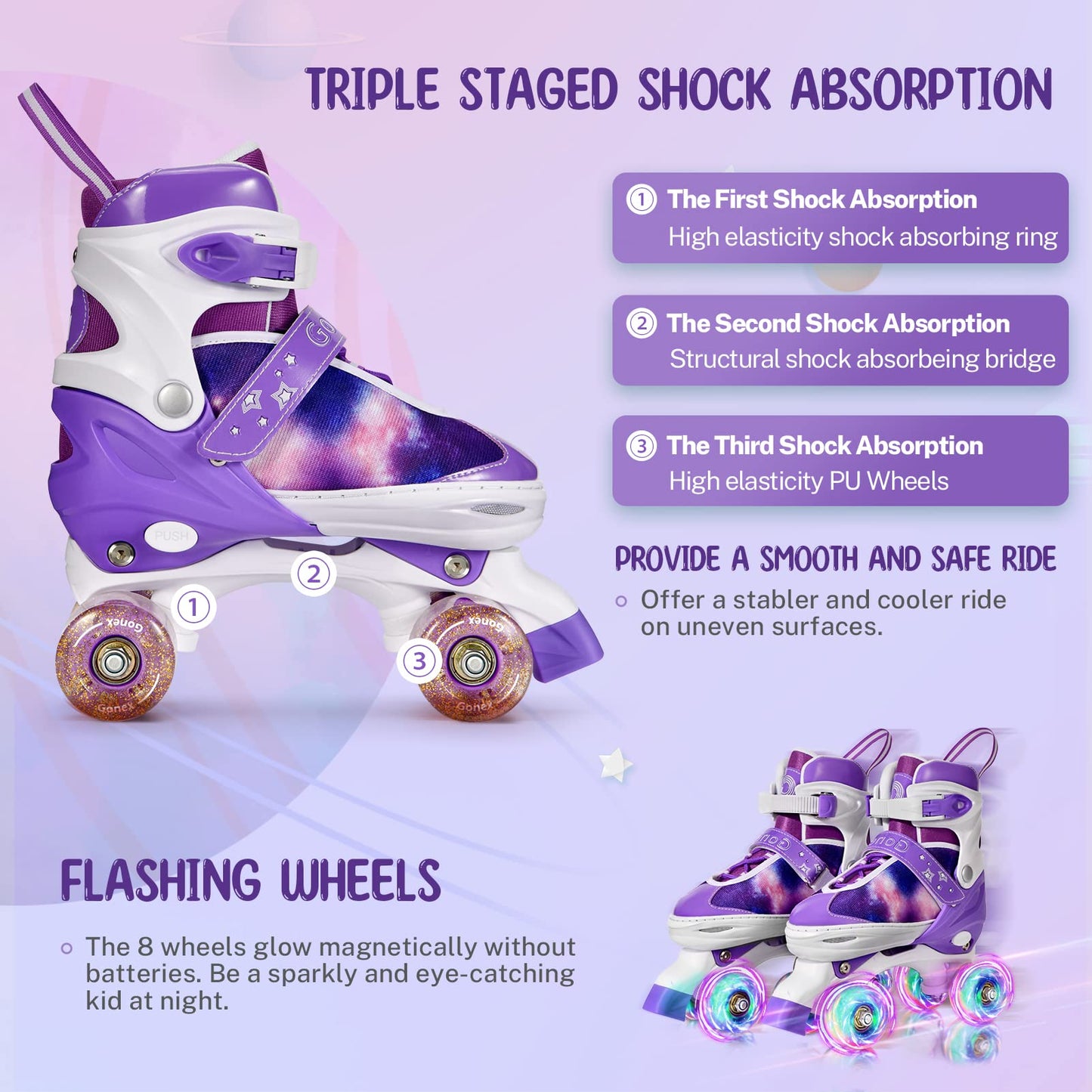 Gonex Roller Skates for Kids with Light up Wheels and Adjustable Sizes