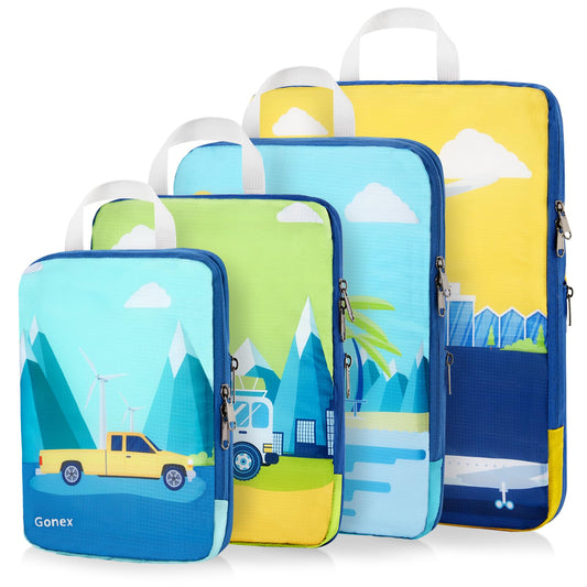 Gonex 4pcs Compression Packing Cubes Expandable Bags for Suitcase Carry On