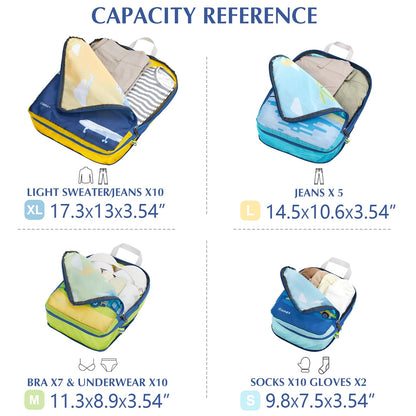 Gonex 4pcs Compression Packing Cubes Expandable Bags for Suitcase Carry On