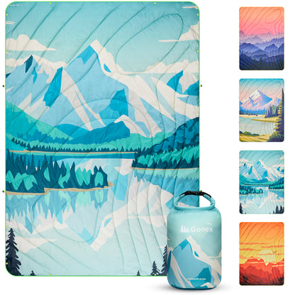 Gonex Puffy Camping Blanket, Ultralight Packable Wearable Blanket Down Alternative Quilt with Snap Buttons for Outdoor, Travel, Picnic, 79" x 55"