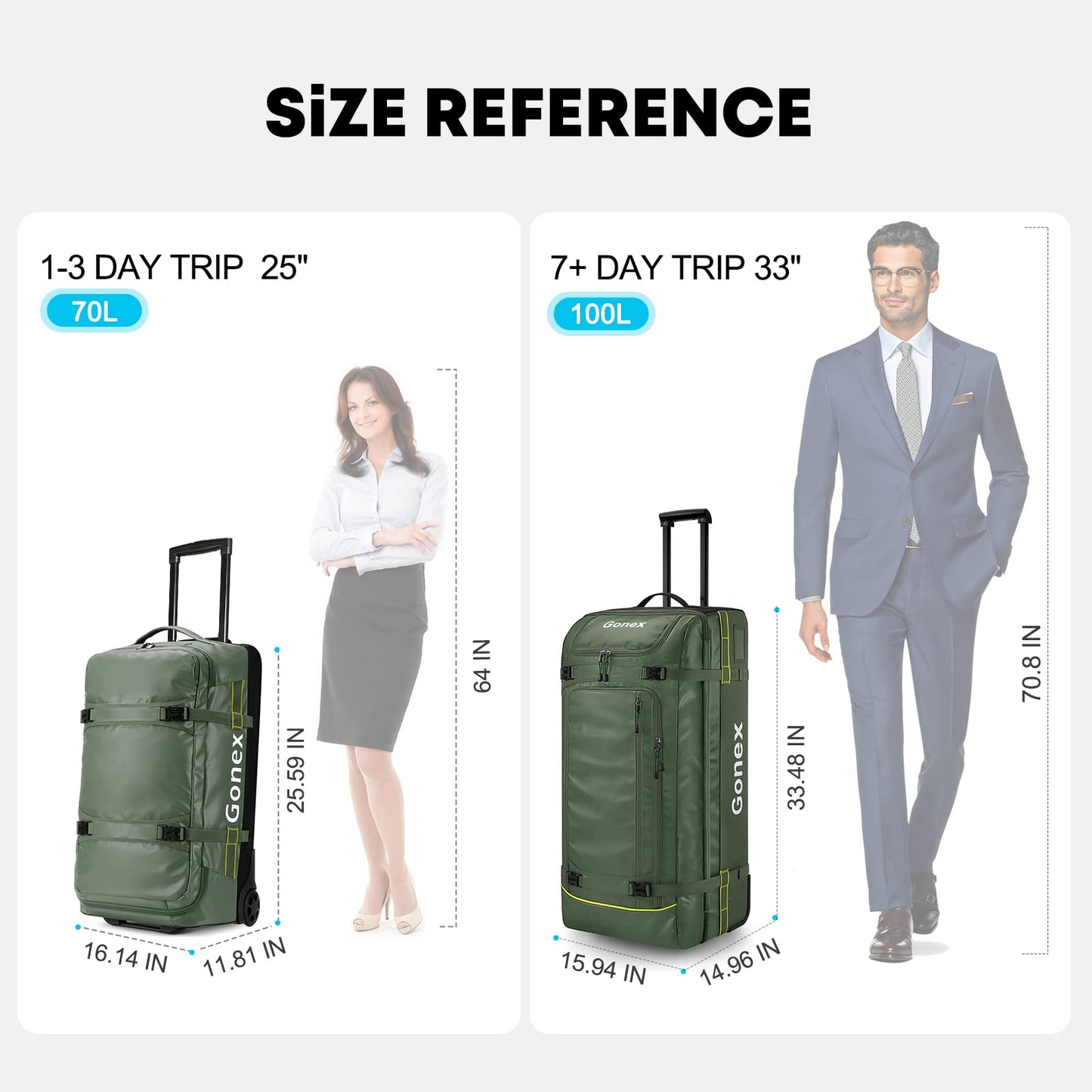 Gonex 33 Inch Rolling Duffle Bag with Wheels for Travel