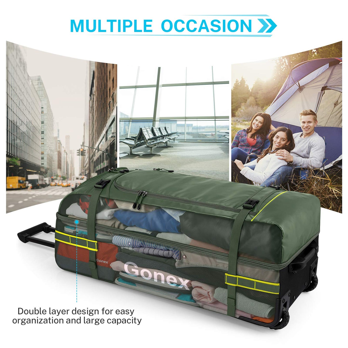 Gonex 33 Inch Rolling Duffle Bag with Wheels for Travel