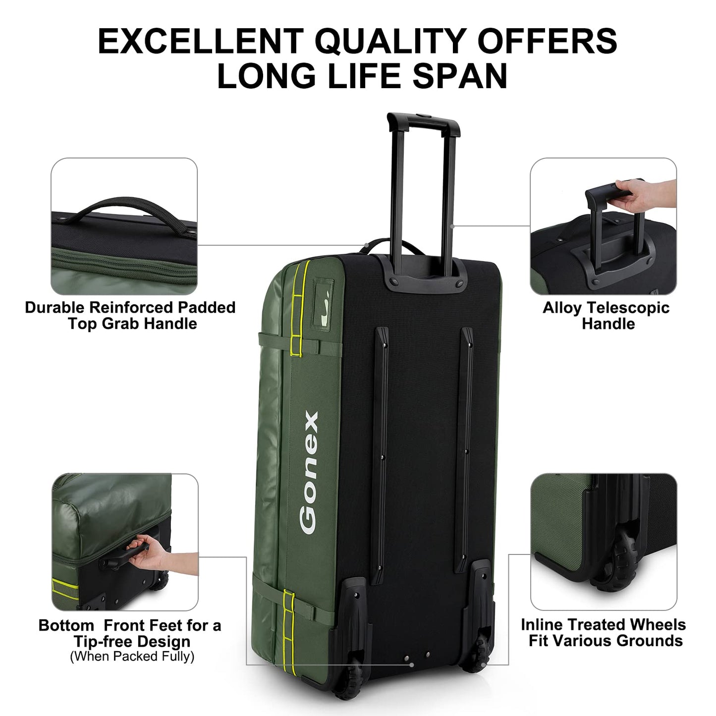 Gonex 33 Inch Rolling Duffle Bag with Wheels for Travel