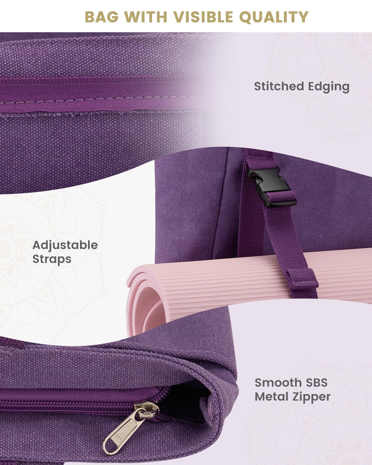 Gonex Yoga Mat Bag, Yoga Gym Bag Tote Bag with Multi Pockets For Women Men, Canvas Yoga Mat Carrier Take in Out Mat Easily For Pilates Travel Workout Office