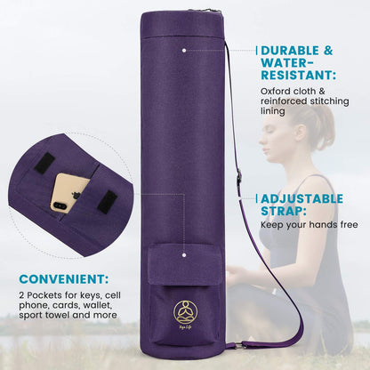 Gonex Yoga Mat Bag, Yoga Mat Carrier Full-Zip Exercise Yoga Mat Carry Bag for Women Men with 2 Multi-Functional Storage Cargo Pockets Extra Wide Adjustable Shoulder Strap
