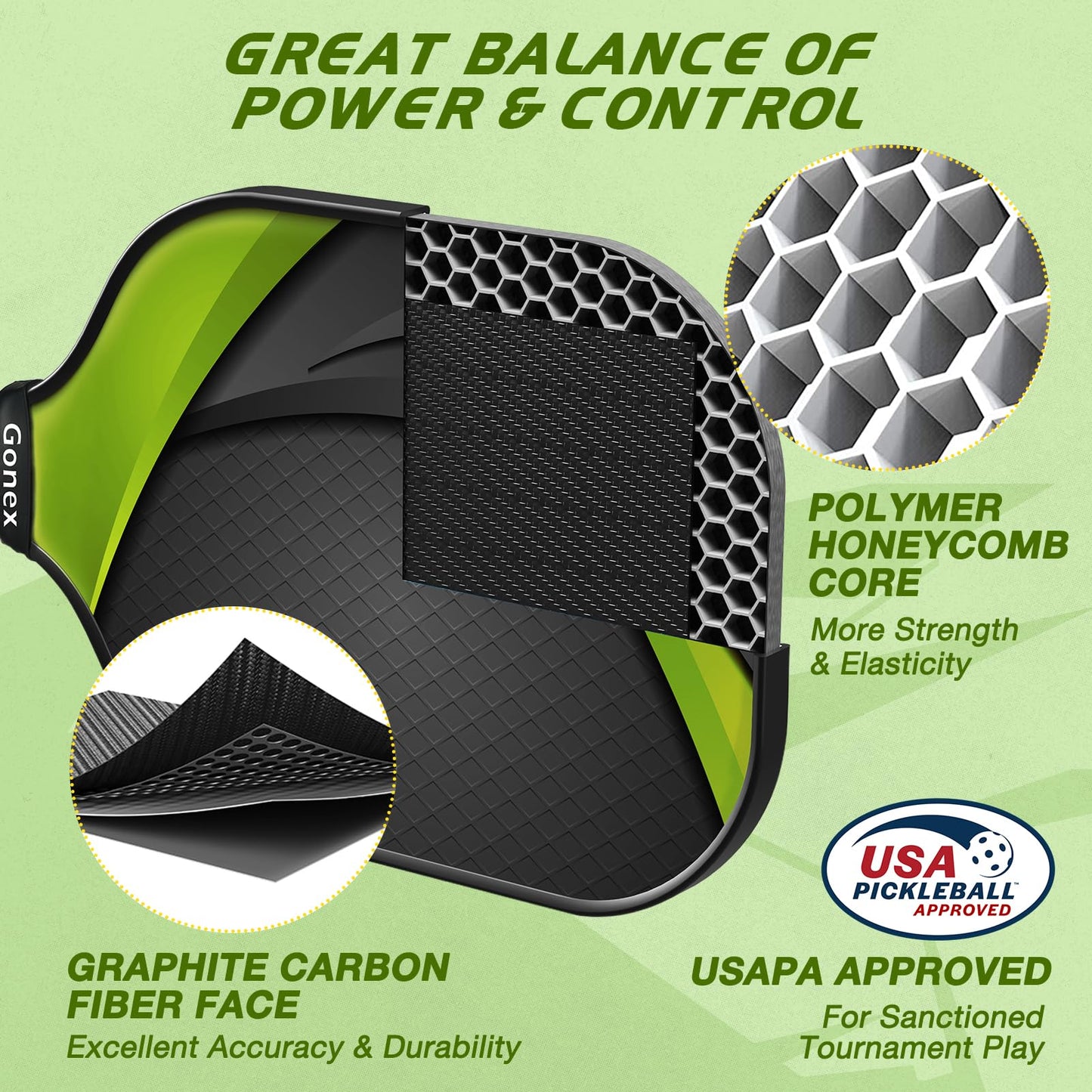 Gonex Pickleball Paddles, USAPA Approved Graphite Pickleball Rackets