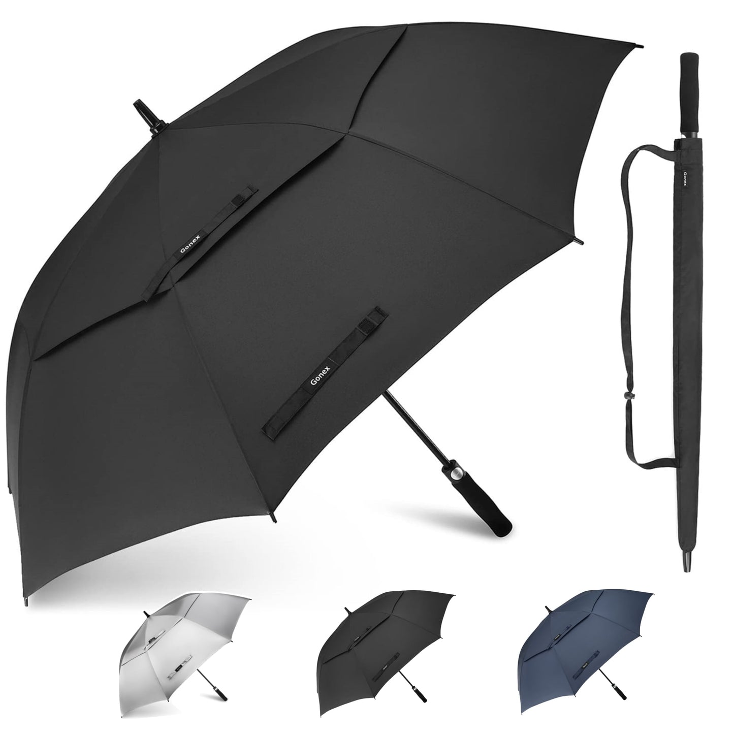 Gonex Automatic Open Golf Umbrella, Extra Large Vented Stick Umbrellas with Windproof Double Canopy