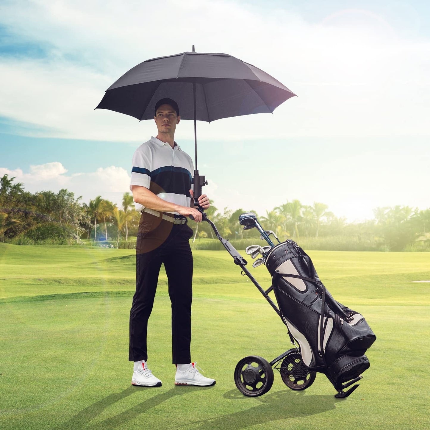 Gonex Automatic Open Golf Umbrella, Extra Large Vented Stick Umbrellas with Windproof Double Canopy