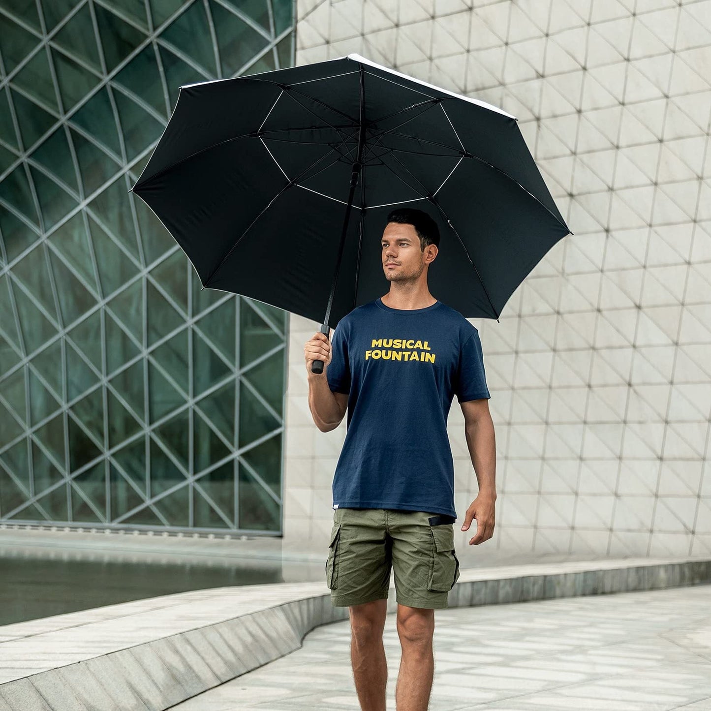 Gonex Automatic Open Golf Umbrella, Extra Large Vented Stick Umbrellas with Windproof Double Canopy