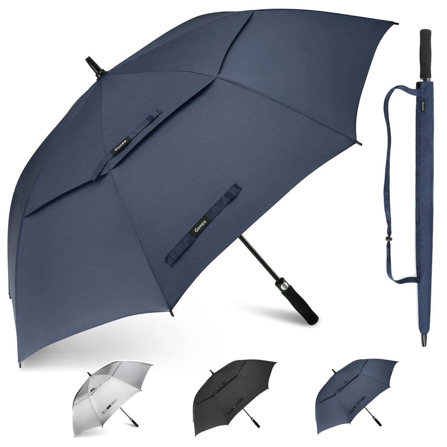 Gonex Automatic Open Golf Umbrella, Extra Large Vented Stick Umbrellas with Windproof Double Canopy