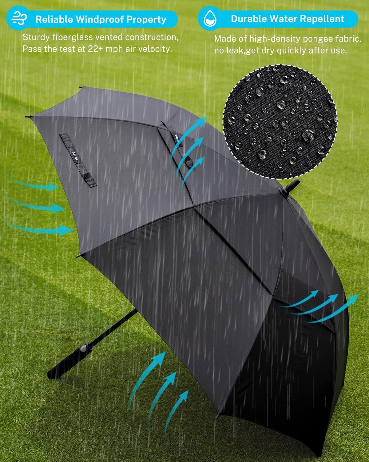 Gonex Automatic Open Golf Umbrella, Extra Large Vented Stick Umbrellas with Windproof Double Canopy