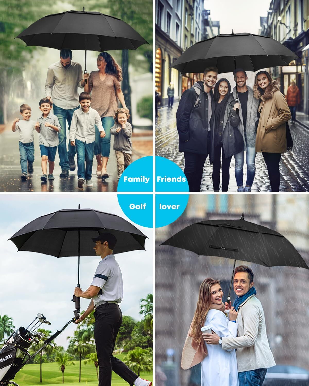 Gonex Automatic Open Golf Umbrella, Extra Large Vented Stick Umbrellas with Windproof Double Canopy
