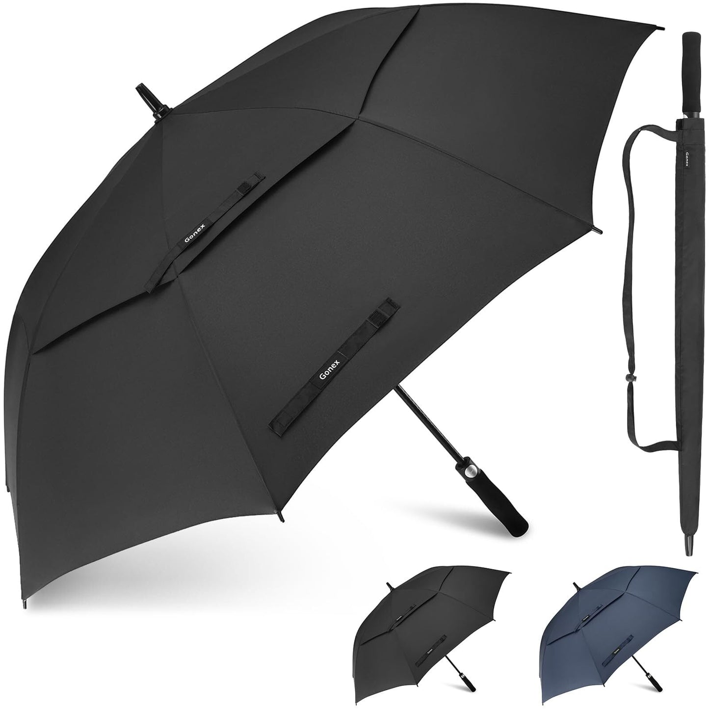 Gonex Automatic Open Golf Umbrella, Extra Large Vented Stick Umbrellas with Windproof Double Canopy