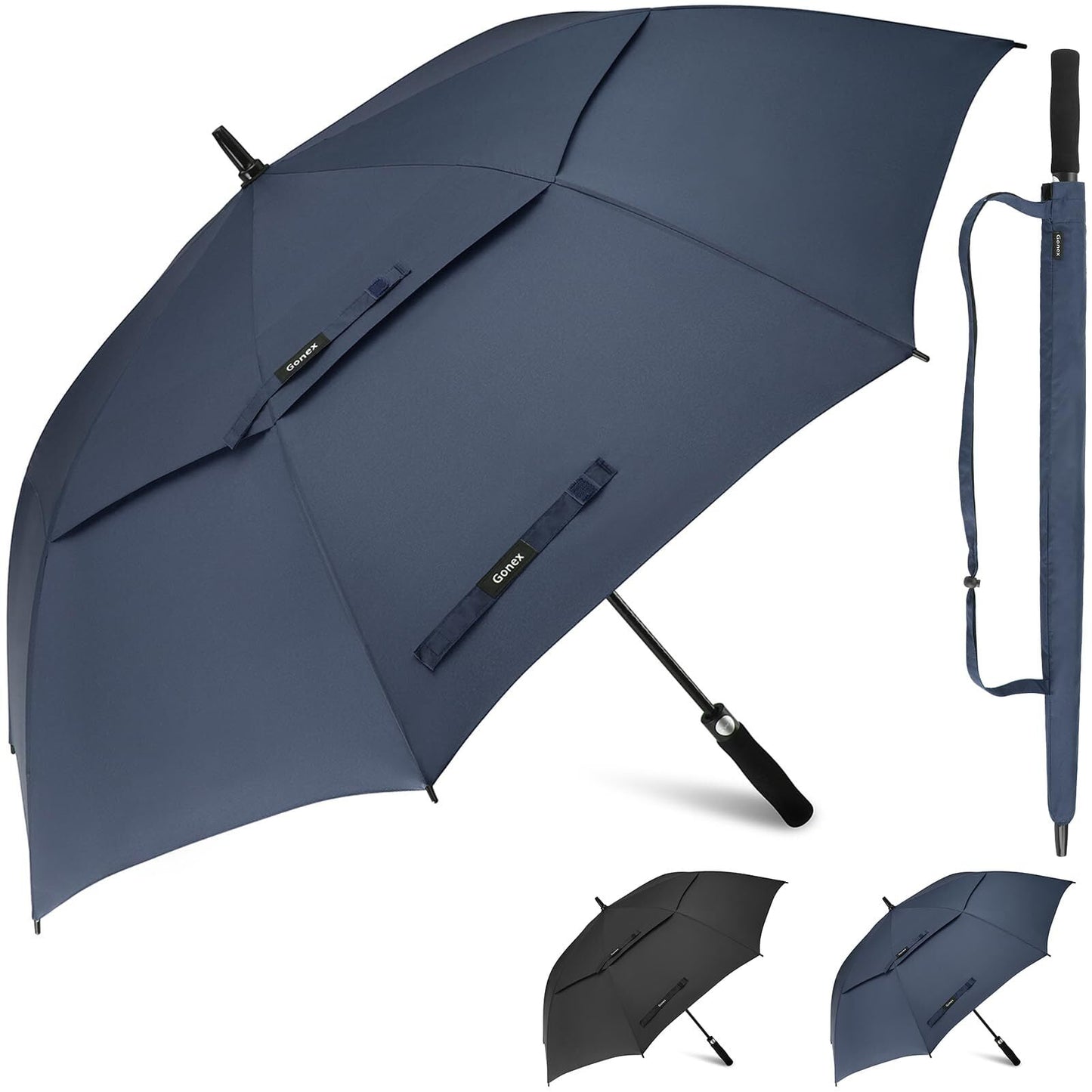 Gonex Automatic Open Golf Umbrella, Extra Large Vented Stick Umbrellas with Windproof Double Canopy