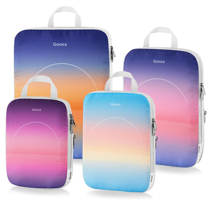 Gonex Compression Packing Cubes for Luggage, 4 Set Expandable Travel Organizers with Dual Zippers