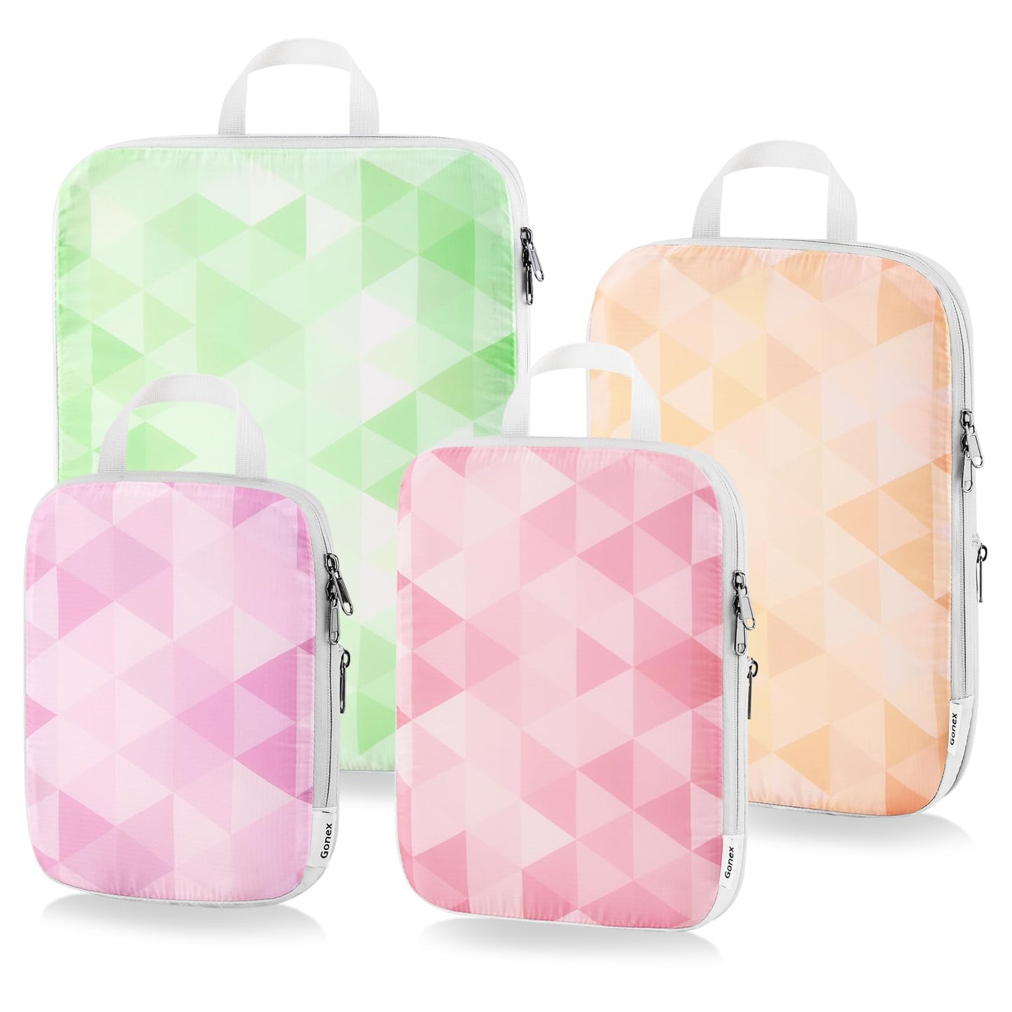 Gonex Compression Packing Cubes for Luggage, 4 Set Expandable Travel Organizers with Dual Zippers