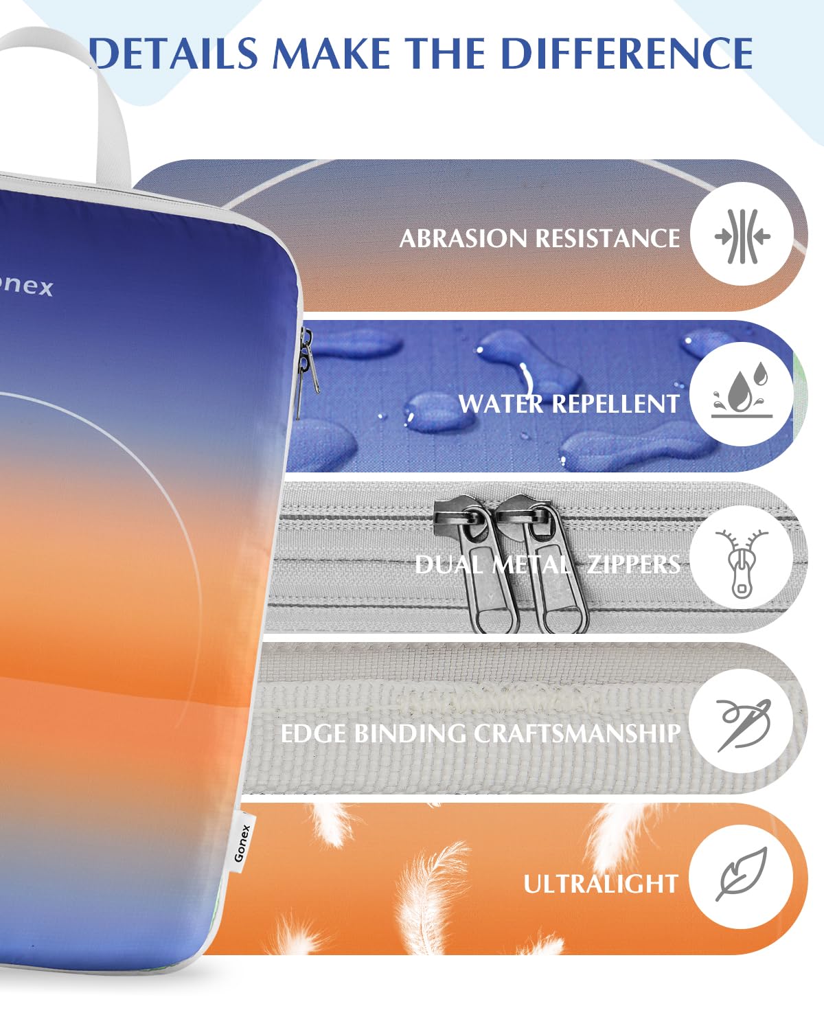 Gonex Compression Packing Cubes for Luggage, 4 Set Expandable Travel Organizers with Dual Zippers