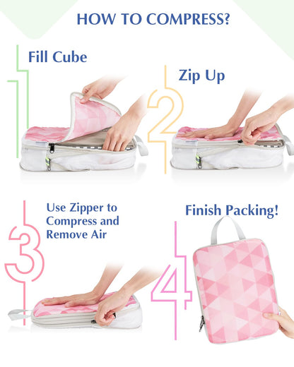 Gonex Compression Packing Cubes for Luggage, 4 Set Expandable Travel Organizers with Dual Zippers