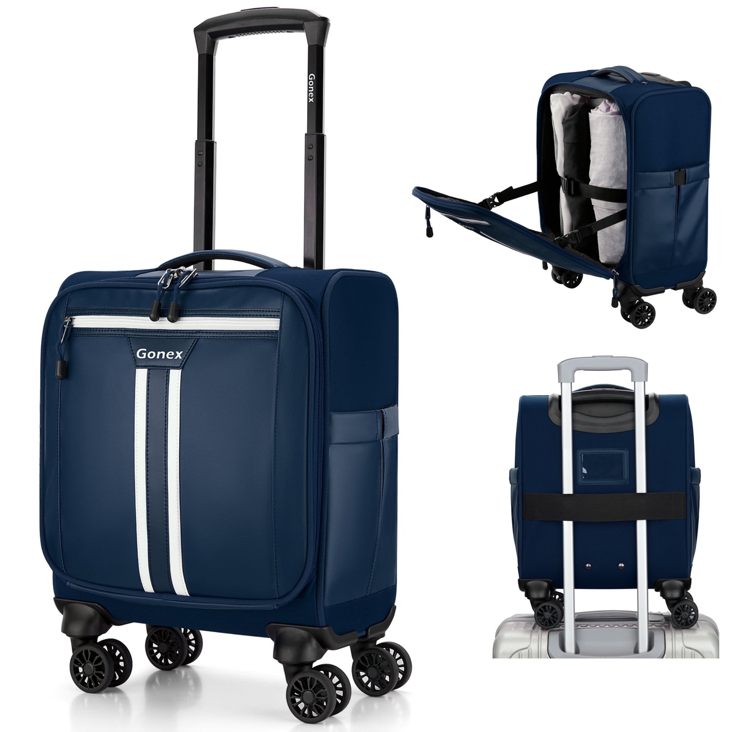 Gonex 14" Underseat Carry On Luggage with 4 Spinner Wheels
