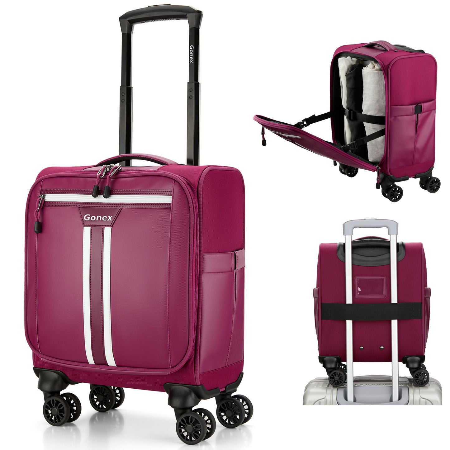 Gonex 14" Underseat Carry On Luggage with 4 Spinner Wheels